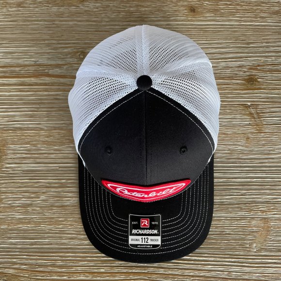 Peterbilt Vintage Patch Hat - Richardson 112 Black & White Trucker Cap - Picture 6 of 11